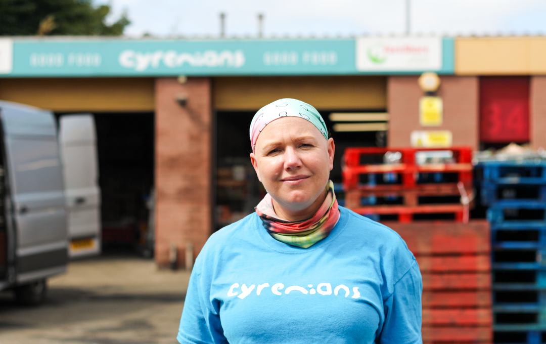 Sue outside depot